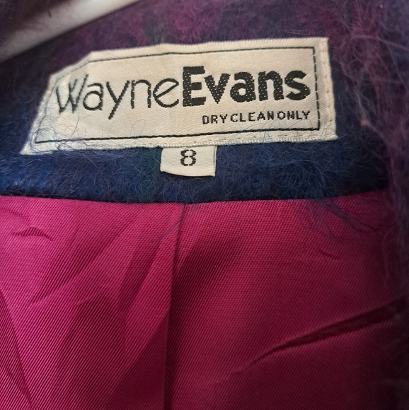 VTG Wayne Evans MOHAIR shag double breasted jacket lined plaid oversize 8 USA - Picture 5 of 7